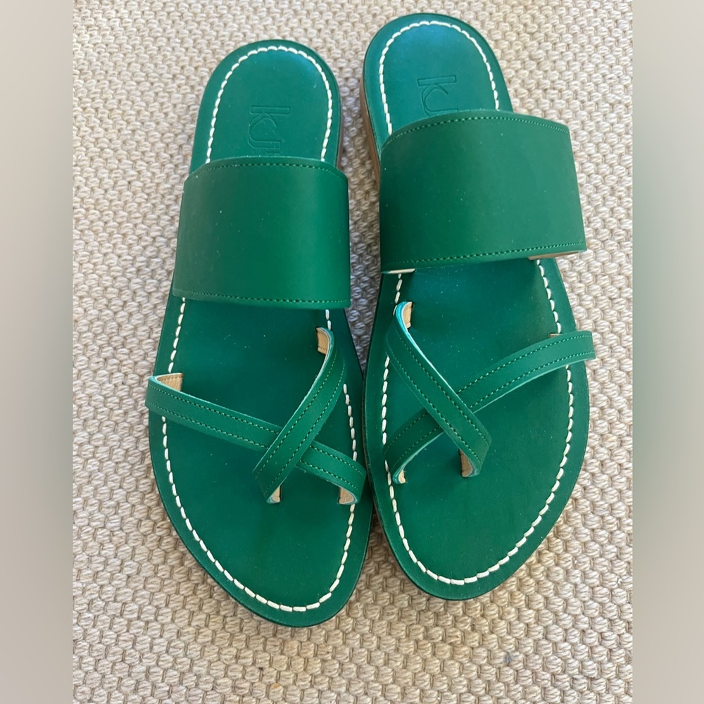 K. Jacques Saint St. Tropez French Riviera Green Leather Sandals Size 40 - New!
